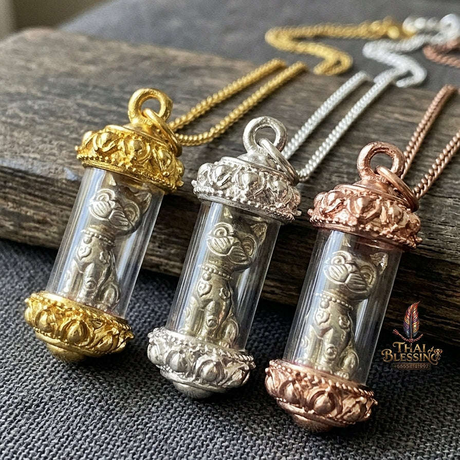 Authentic Thai Wealth Cat Amulet "Meow Riak Sap BE 2564" - Supreme Cat Placenta Relic, Millionaire Magic & Commercial Wealth Attraction