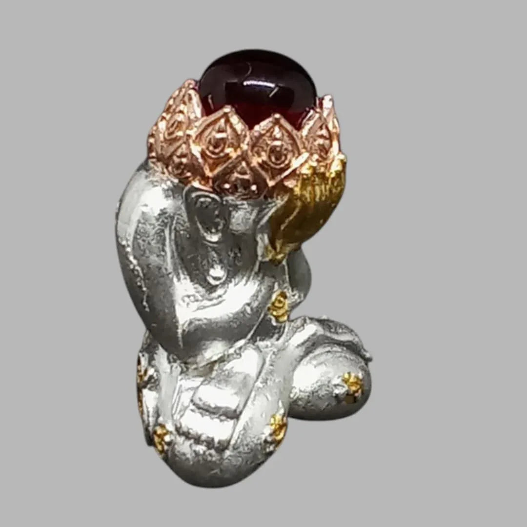 Supreme Spiritual Power Phra Pidta Amulet - Manee Mantra, Three Kings Alloy with Ruby Core, Certified
