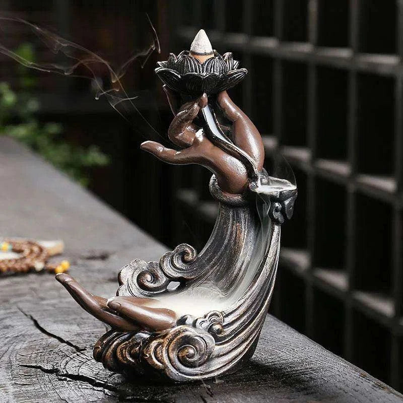 Backflow Incense Burner Waterfall Statue for Aromatherapy and Relaxation