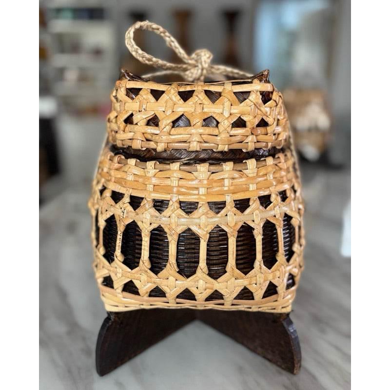 Bamboo Sticky Rice Box - Authentic Thai Craftsmanship เคลือบล้อมหวาย