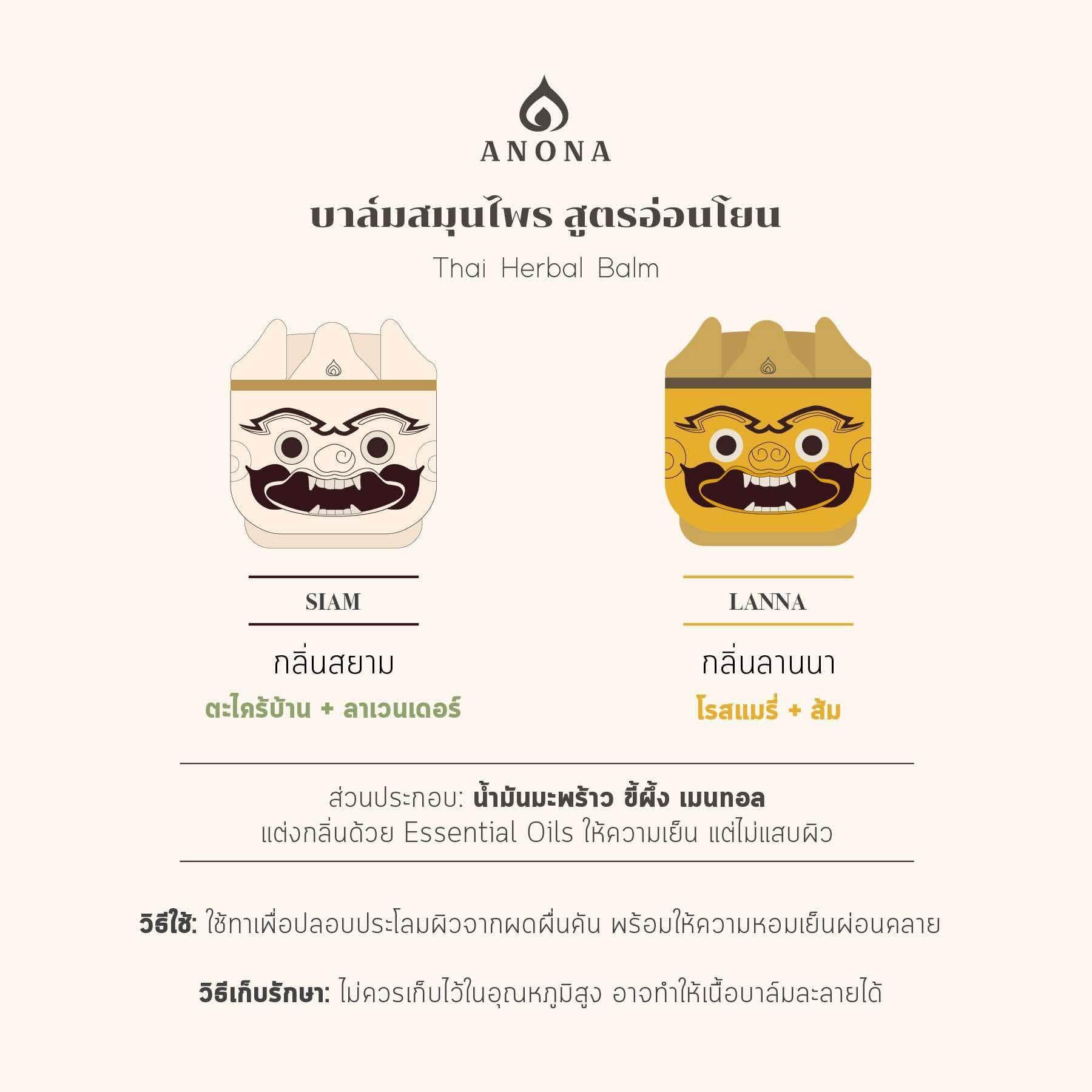 Bangkok herbal gift set Thai herbal balm in Siam and Lanna scents with essential oils for cooling and relaxing