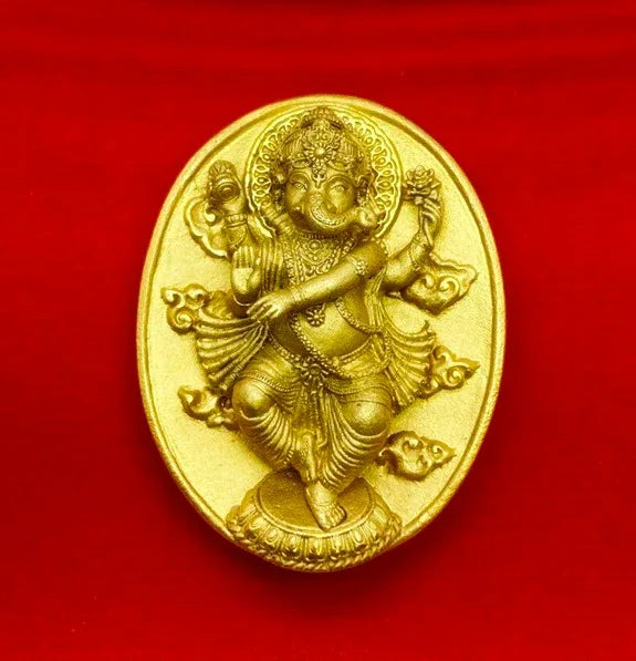 🪙 “Dancing Ganesha Nataraja Medal” – 2.5 x 3 cm Metta, Creativity & Success Amulet, “Meta Mahamongkol” Edition, Wat Phikun Thong (B.E. 2565) Satin gold plating