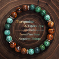 🌟 Unisex Beaded Bracelet – Tiger Eye, Agate & Blue Patterned Stone Crystal Bangles | Thoughtful Gift for Mom, Dad, Teacher & Grandma