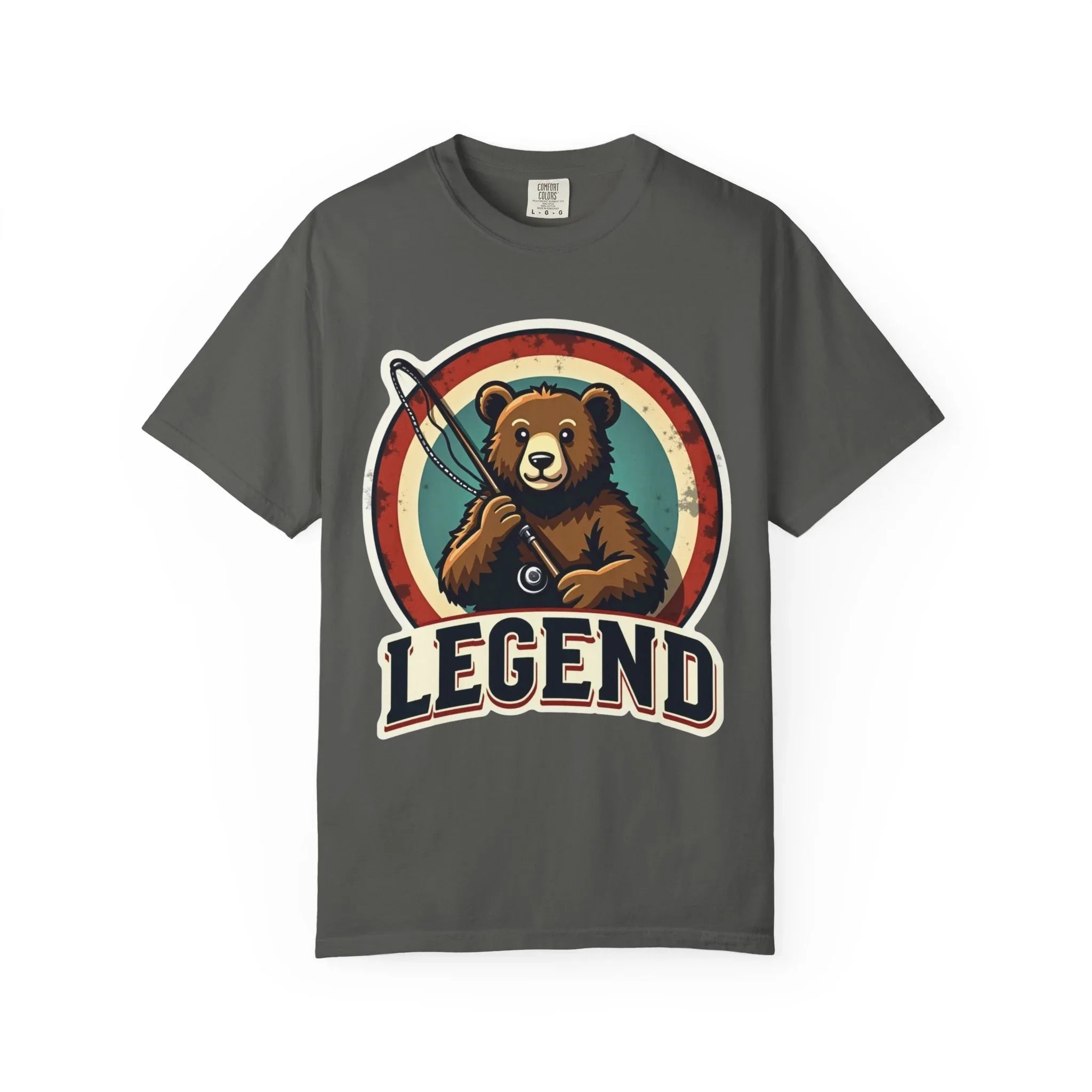 Bear Archer Legend Shirt, Retro Bear Fishing Tee, Vintage Target Graphic T-Shirt, Angler Camping Cabin Outdoors Gift Pepper