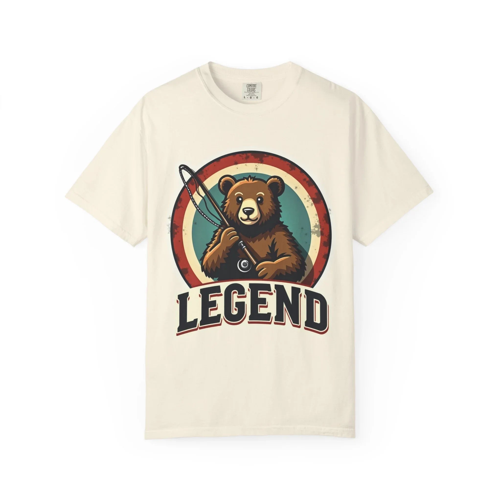 Bear Archer Legend Shirt, Retro Bear Fishing Tee, Vintage Target Graphic T-Shirt, Angler Camping Cabin Outdoors Gift Ivory