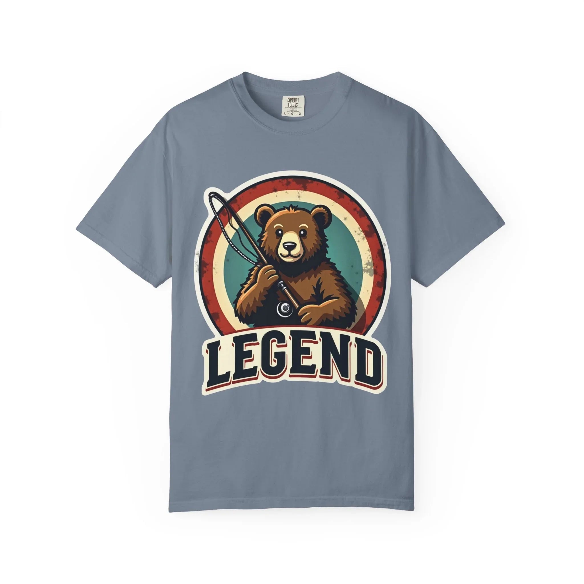 Bear Archer Legend Shirt, Retro Bear Fishing Tee, Vintage Target Graphic T-Shirt, Angler Camping Cabin Outdoors Gift Blue Jean