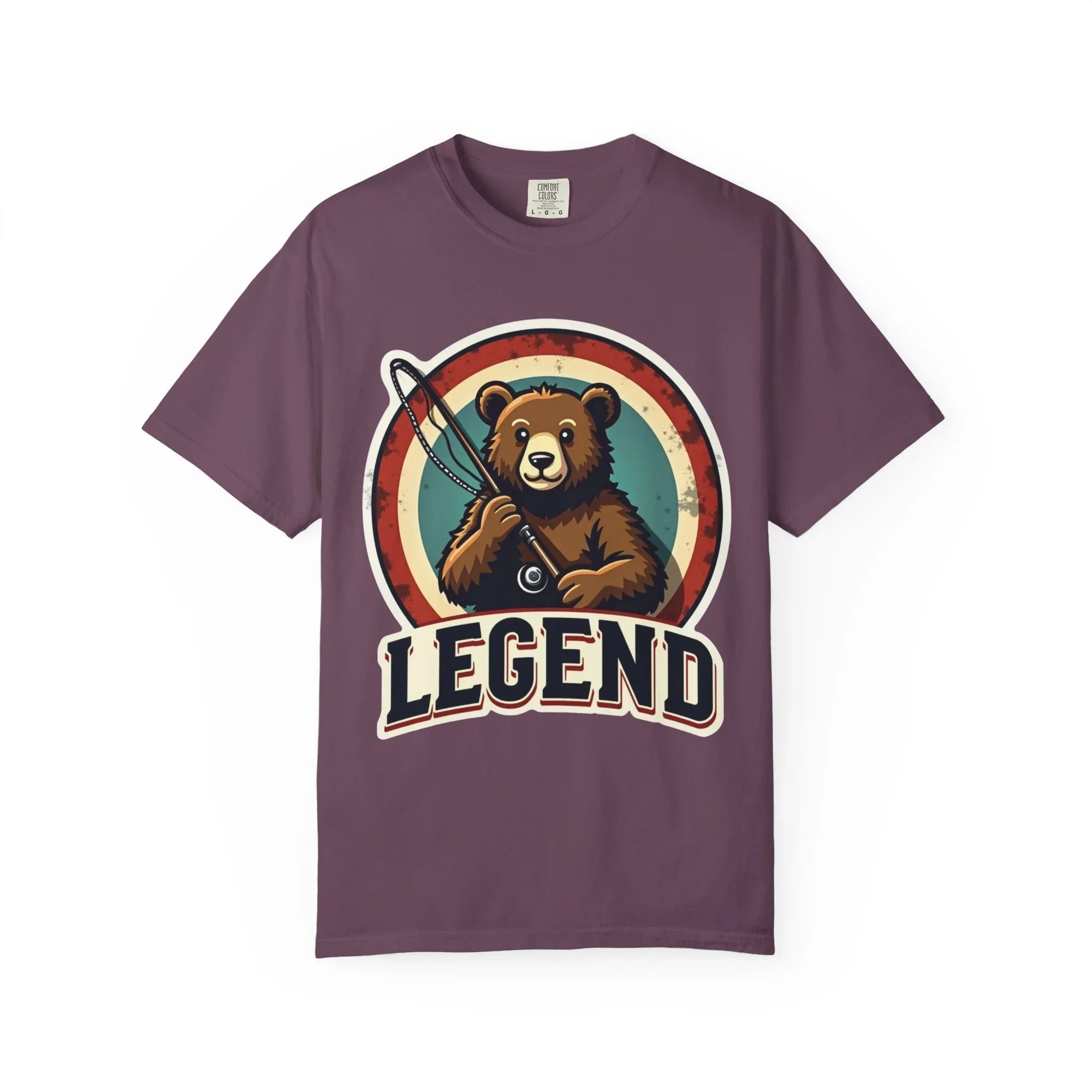 Bear Archer Legend Shirt, Retro Bear Fishing Tee, Vintage Target Graphic T-Shirt, Angler Camping Cabin Outdoors Gift Berry M