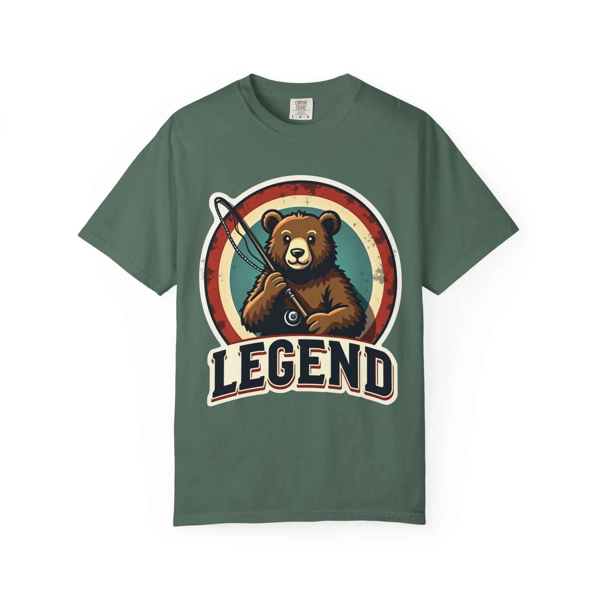 Bear Archer Legend Shirt, Retro Bear Fishing Tee, Vintage Target Graphic T-Shirt, Angler Camping Cabin Outdoors Gift Blue Spruce