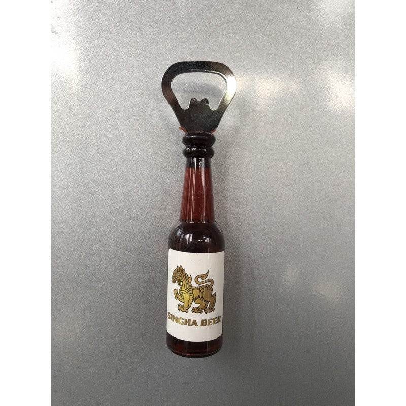 Singha beer bottle opener fridge magnet with metal top and detailed bottle design