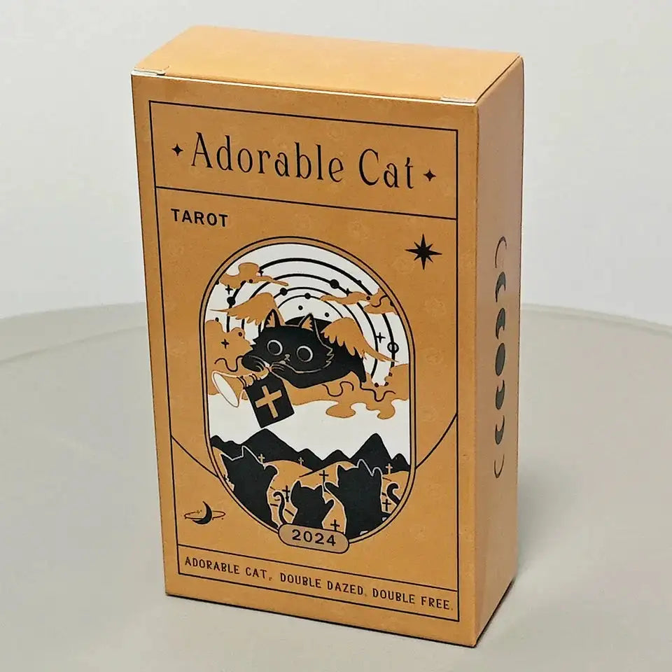 Black Adorable Cat Tarot Deck – 78 Cards | Compact 10.3 x 6 cm | Whimsical Black Cat Inspired Rider Waite Deck