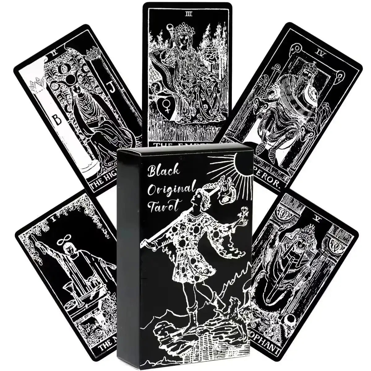 Black and White Rider Tarot Deck – Authentic 78-Card Rider-Waite Tarot System, Pocket-Size for Beginners with Spiritual Insight and Clarity