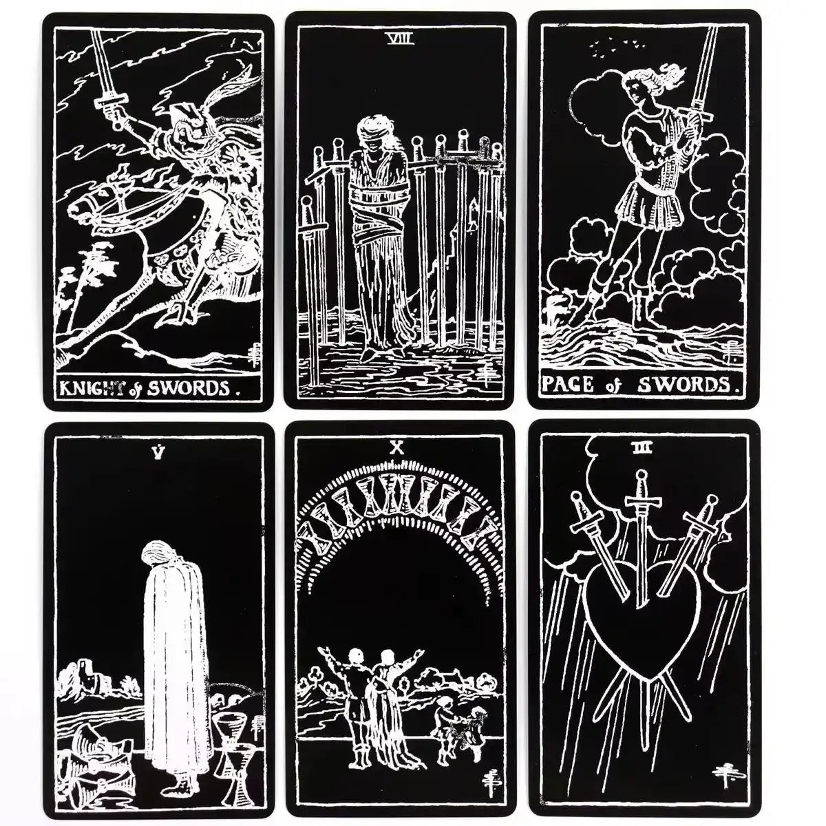 Black and White Rider Tarot Deck – Authentic 78-Card Rider-Waite Tarot System, Pocket-Size for Beginners with Spiritual Insight and Clarity