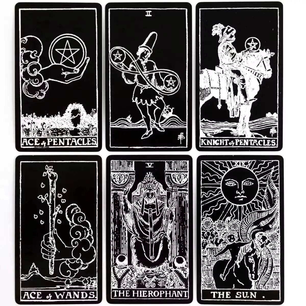 Black and White Rider Tarot Deck – Authentic 78-Card Rider-Waite Tarot System, Pocket-Size for Beginners with Spiritual Insight and Clarity