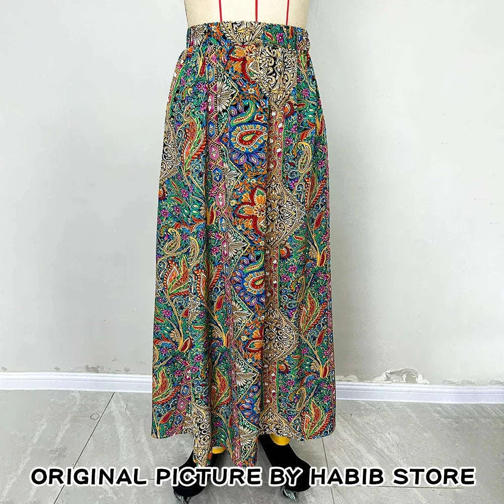 👗Bohemian Boho Retro Floral Print Skirts – Women’s Indie Folk Summer High Waist A-Line Pleated Long Skirts