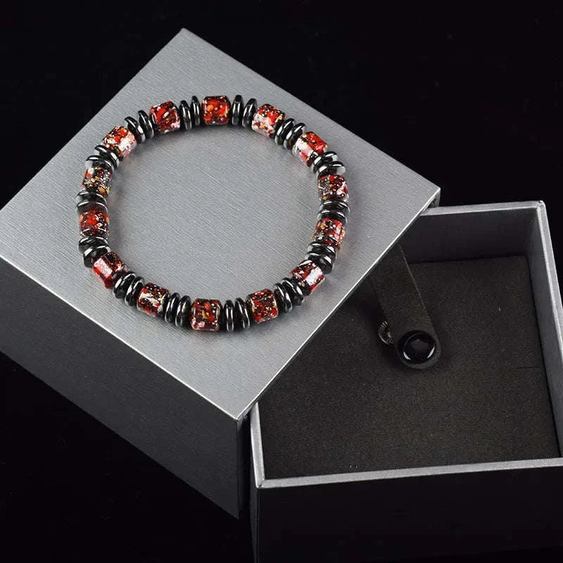 ✨ Bohemian Therapeutic Magnetic Hematite Bracelet – Homme Body Slimming & Weight Loss Health Care Jewelry – Couple Bangle Gift for Women