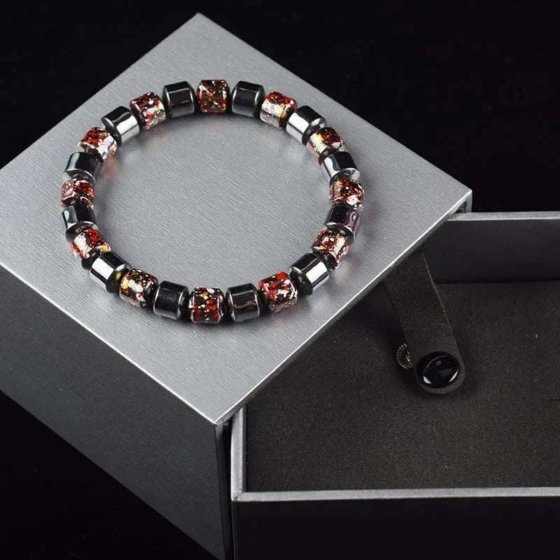 ✨ Bohemian Therapeutic Magnetic Hematite Bracelet – Homme Body Slimming & Weight Loss Health Care Jewelry – Couple Bangle Gift for Women