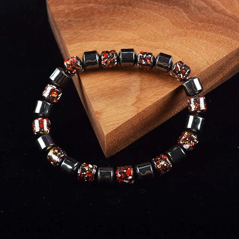 ✨ Bohemian Therapeutic Magnetic Hematite Bracelet – Homme Body Slimming & Weight Loss Health Care Jewelry – Couple Bangle Gift for Women