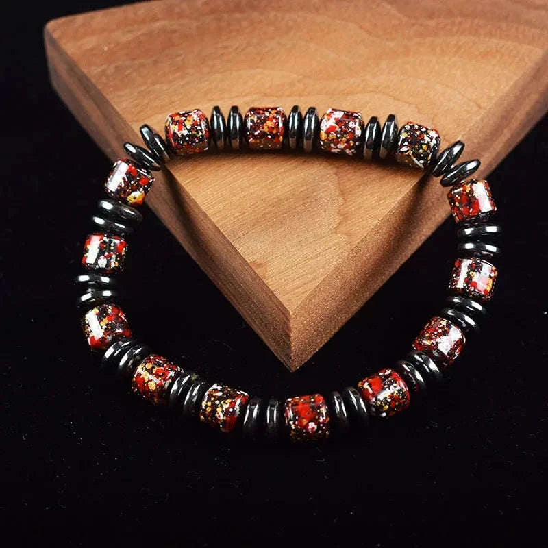 ✨ Bohemian Therapeutic Magnetic Hematite Bracelet – Homme Body Slimming & Weight Loss Health Care Jewelry – Couple Bangle Gift for Women