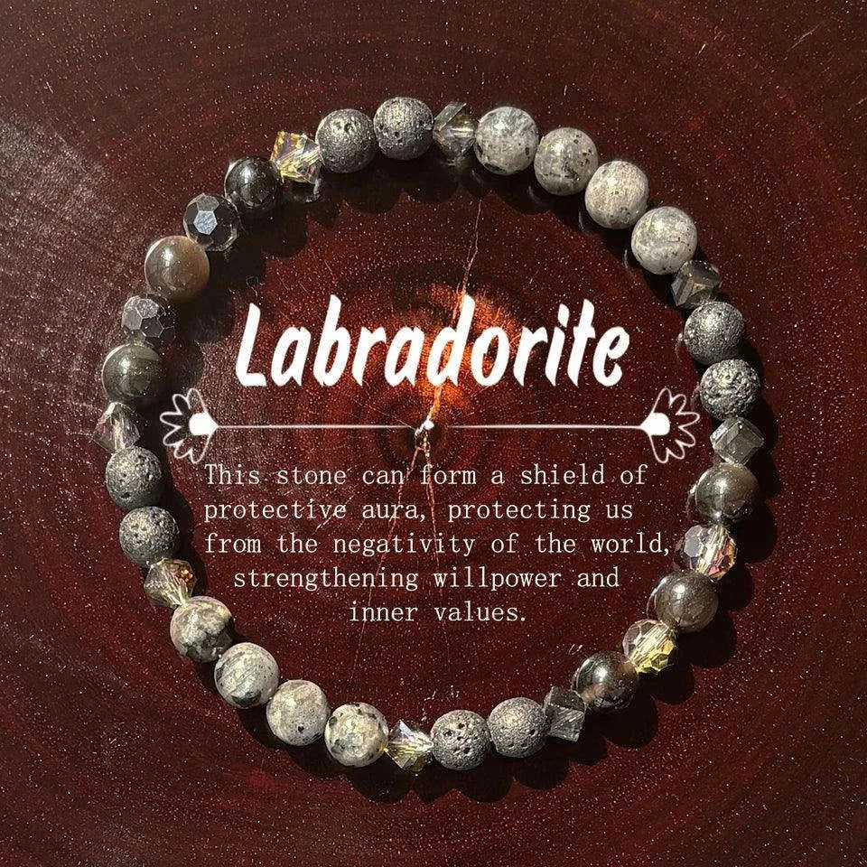 ✨ Boho Handmade Labradorite Bracelet – Mystical Protection and Spiritual Energy Jewelry 18cm