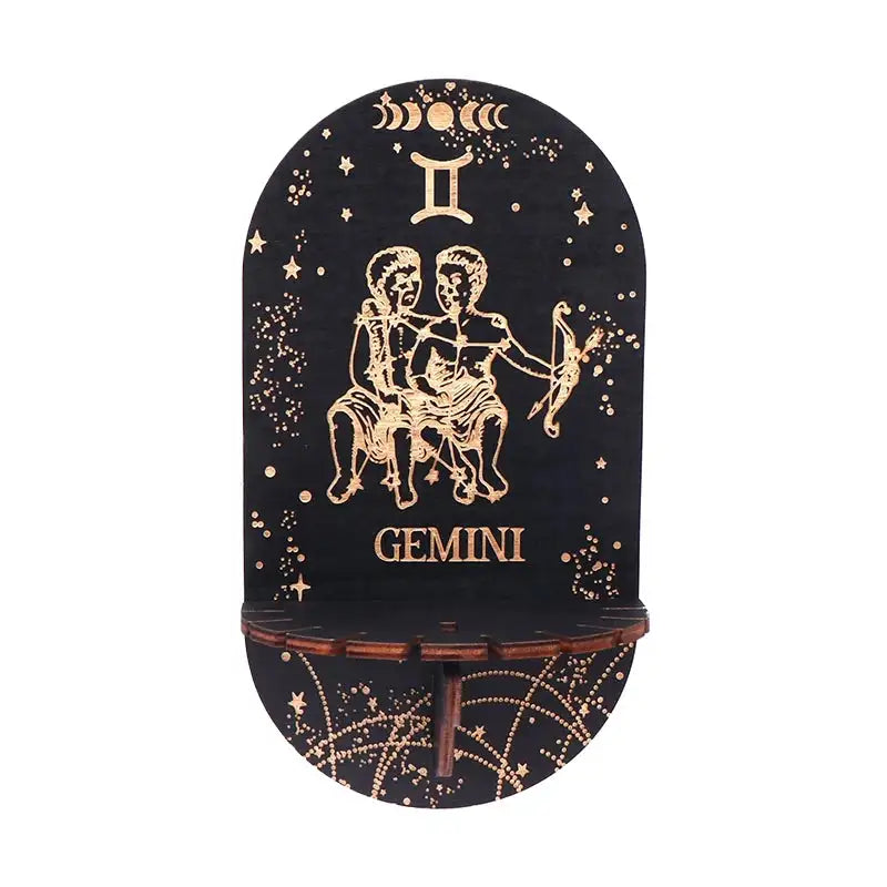 Boho Wooden Carving Pattern Wall Shelf – Elegant Crystal Display and Candle Holder for Spiritual and Home Decoration A5