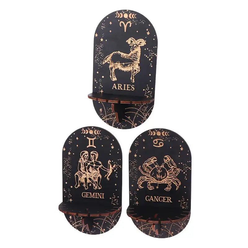 Boho Wooden Carving Pattern Wall Shelf – Elegant Crystal Display and Candle Holder for Spiritual and Home Decoration