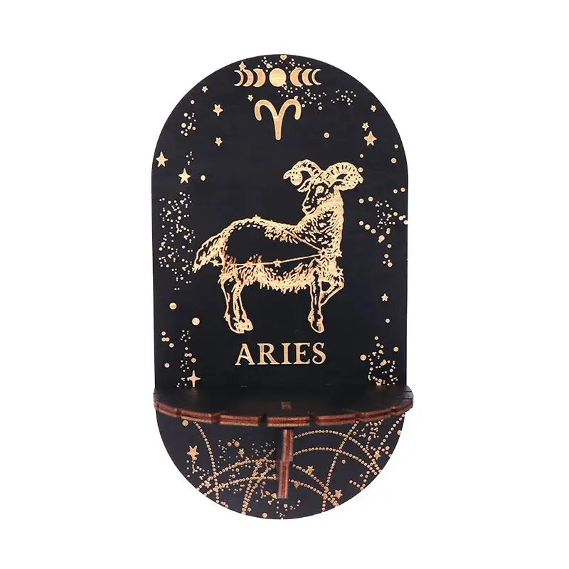 Boho Wooden Carving Pattern Wall Shelf – Elegant Crystal Display and Candle Holder for Spiritual and Home Decoration A6