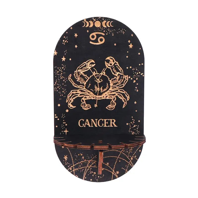 Boho Wooden Carving Pattern Wall Shelf – Elegant Crystal Display and Candle Holder for Spiritual and Home Decoration A4