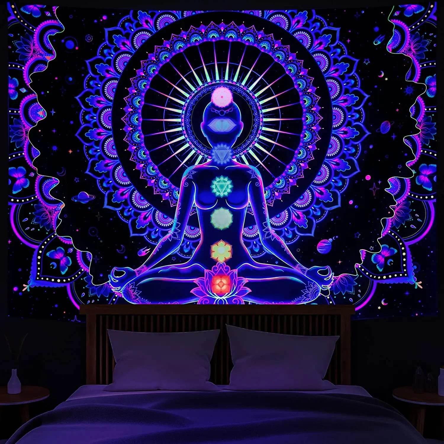 UV Neon Bohemian Decor for a Tranquil Meditation Room Vibe YJW-WH-582