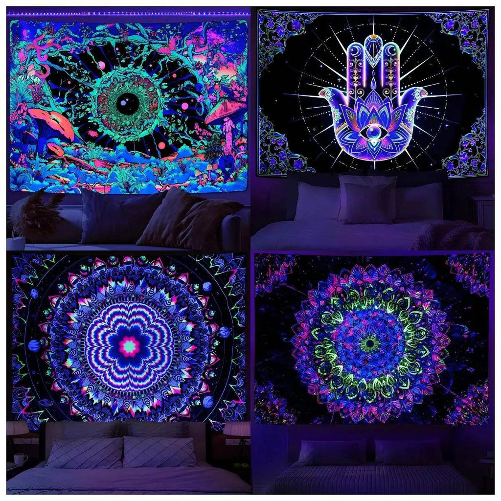 UV Neon Bohemian Decor for a Tranquil Meditation Room Vibe