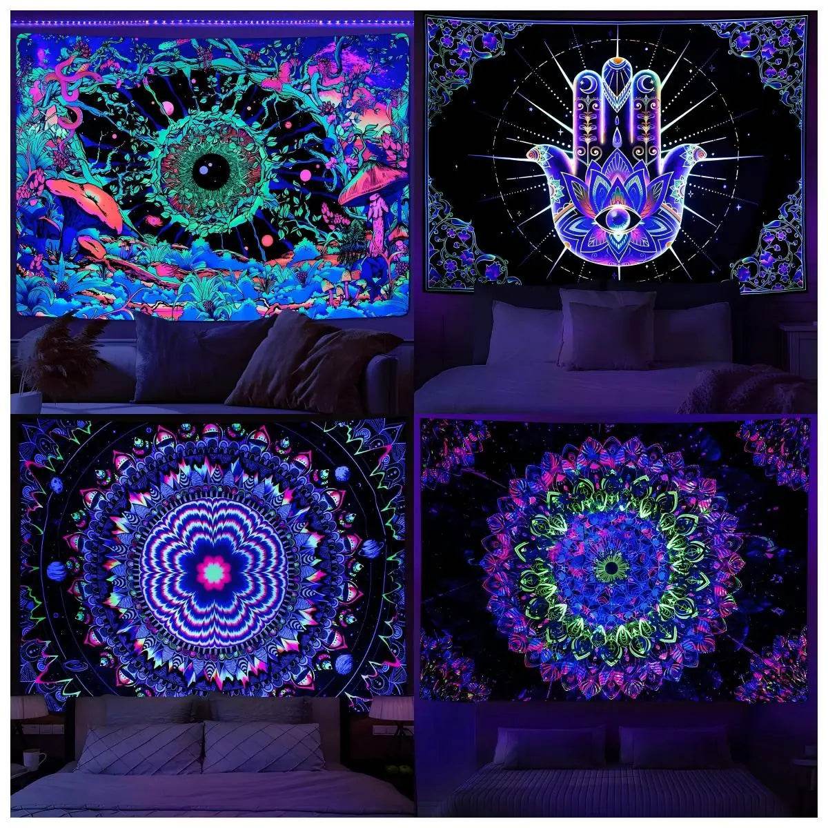 UV Neon Bohemian Decor for a Tranquil Meditation Room Vibe