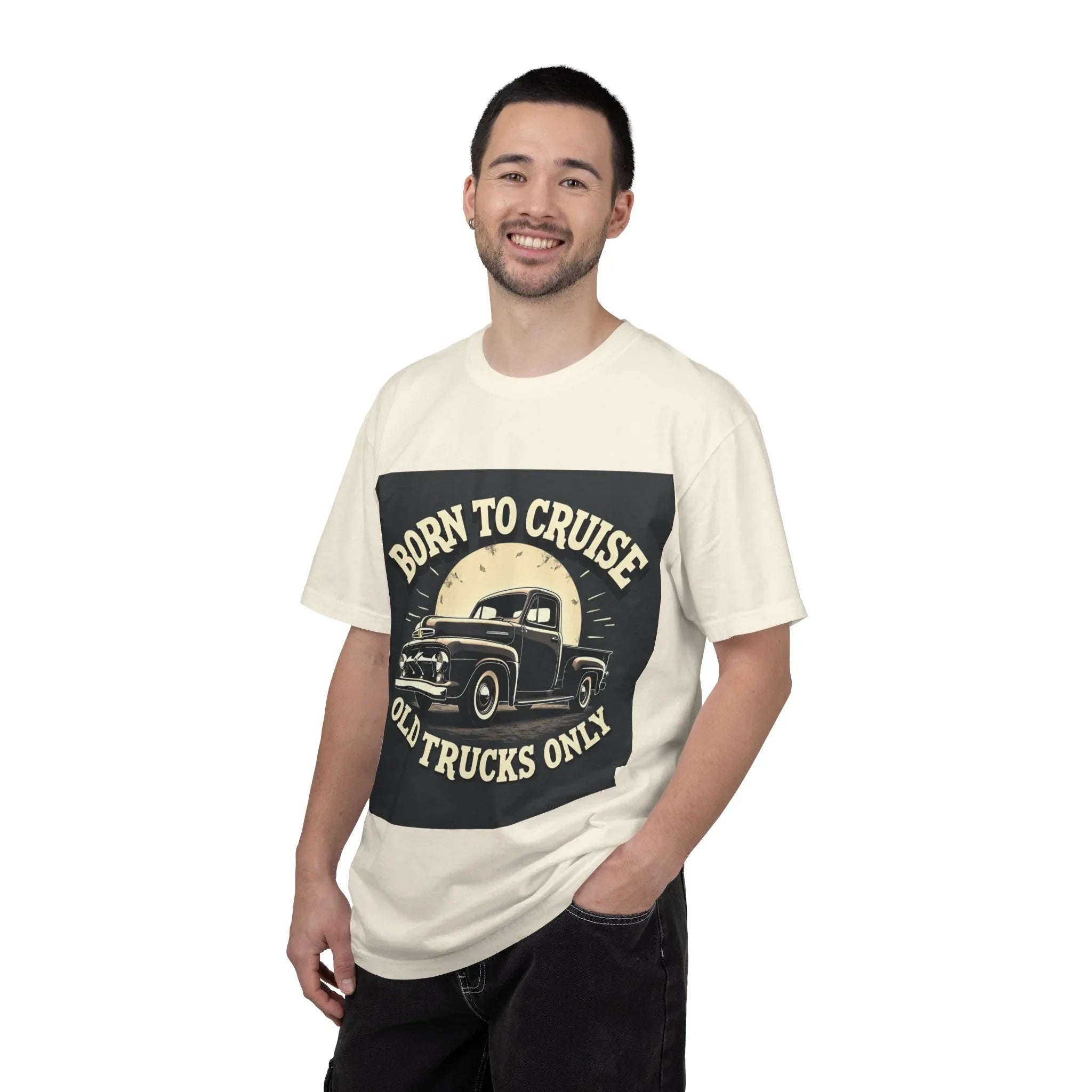 Born to Cruise Old Trucks Only Shirt, Vintage Pickup Truck Tee, Moonlit Retro Road Graphic T-Shirt, Car Meet Garage Gift Ivory