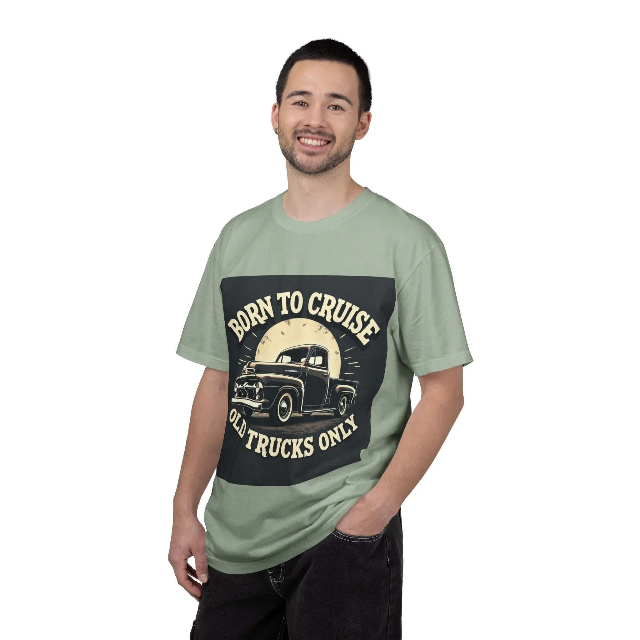 Born to Cruise Old Trucks Only Shirt, Vintage Pickup Truck Tee, Moonlit Retro Road Graphic T-Shirt, Car Meet Garage Gift Bay
