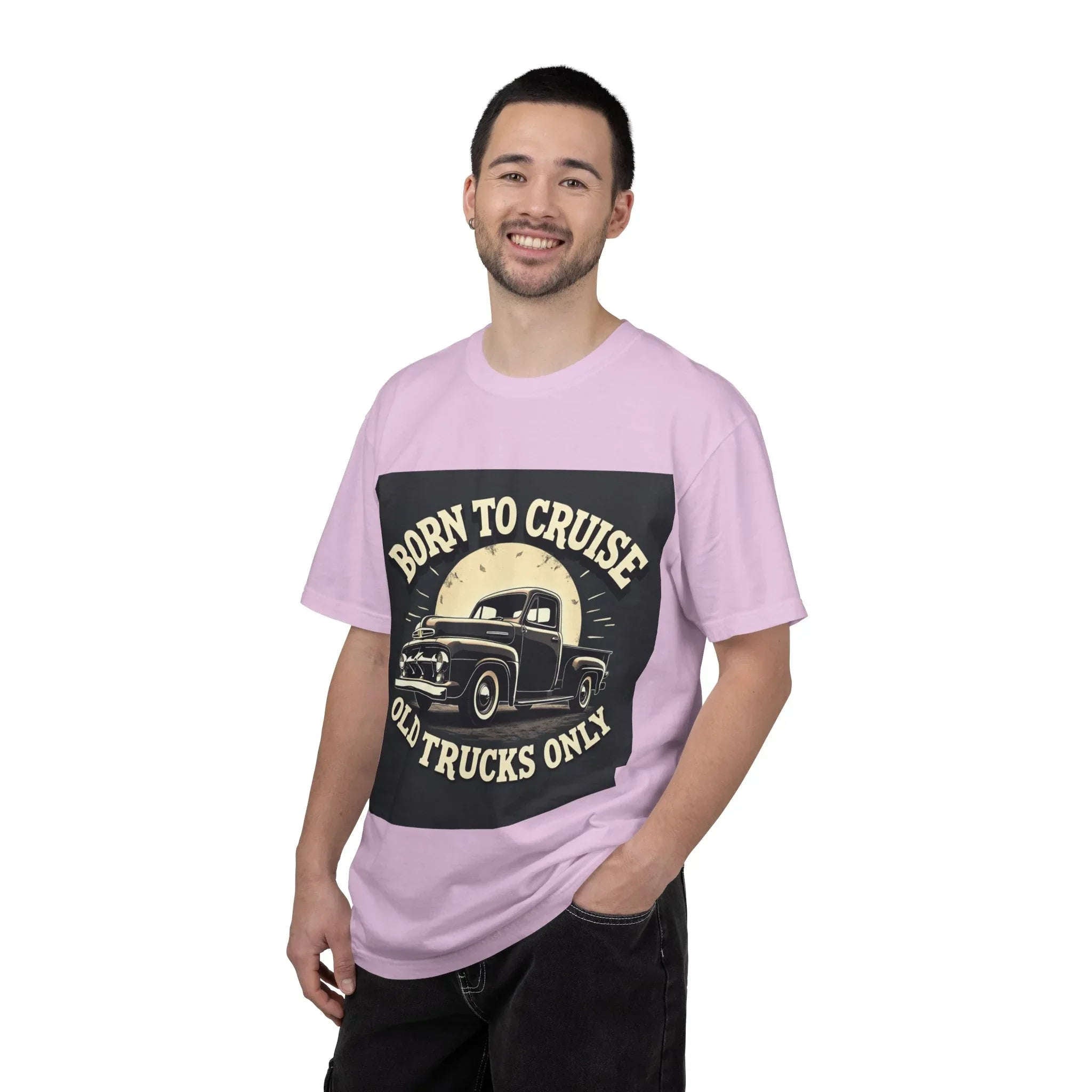 Born to Cruise Old Trucks Only Shirt, Vintage Pickup Truck Tee, Moonlit Retro Road Graphic T-Shirt, Car Meet Garage Gift Orchid