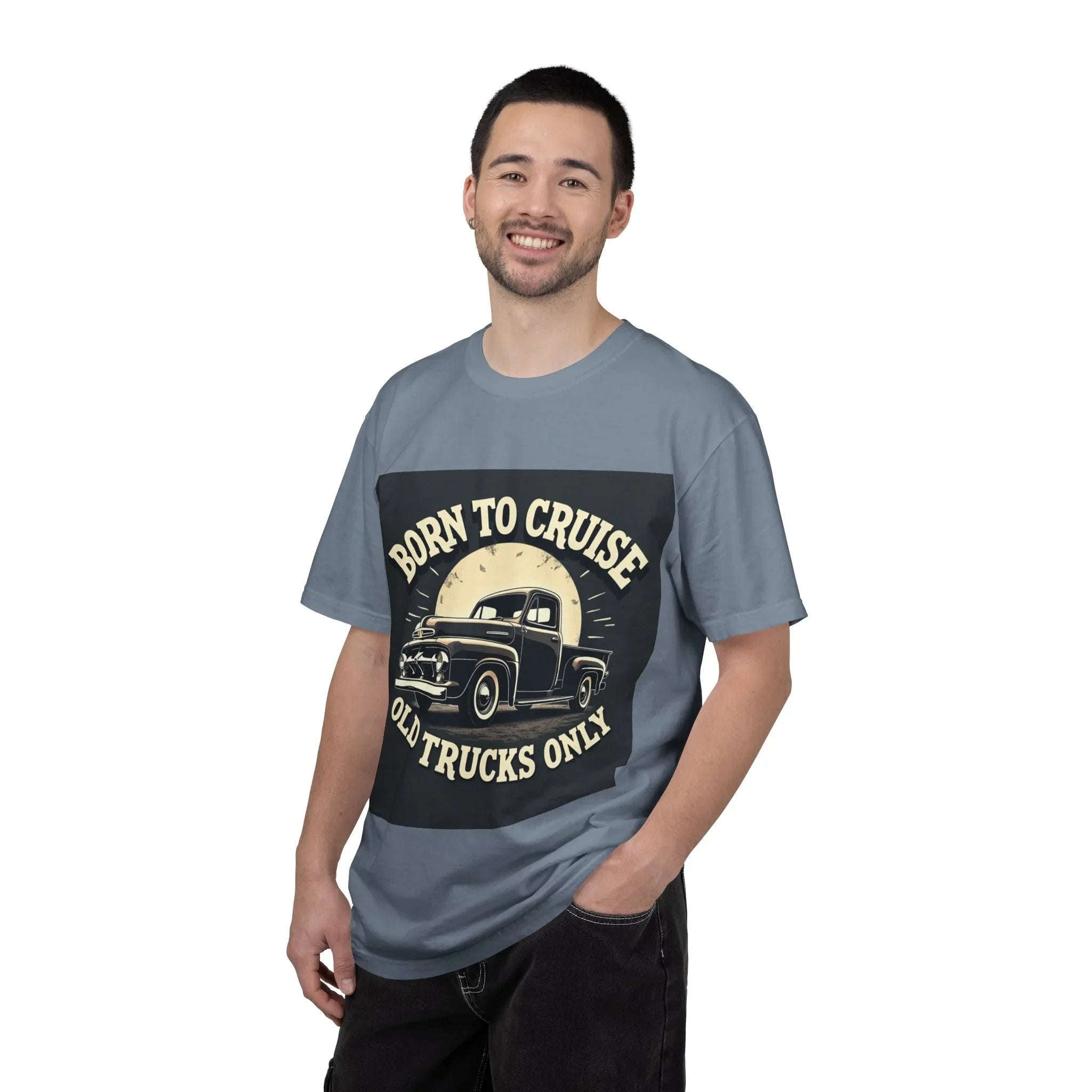 Born to Cruise Old Trucks Only Shirt, Vintage Pickup Truck Tee, Moonlit Retro Road Graphic T-Shirt, Car Meet Garage Gift Blue Jean