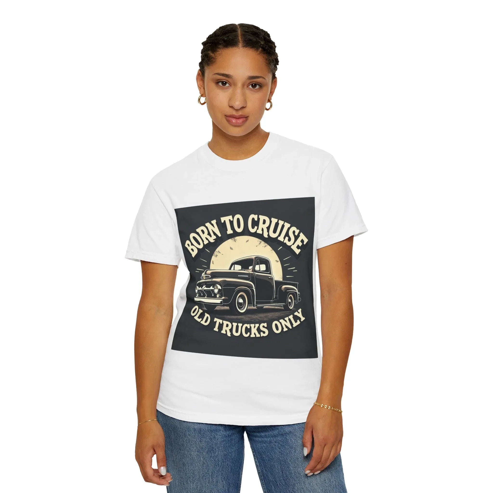 Born to Cruise Old Trucks Only Shirt, Vintage Pickup Truck Tee, Moonlit Retro Road Graphic T-Shirt, Car Meet Garage Gift