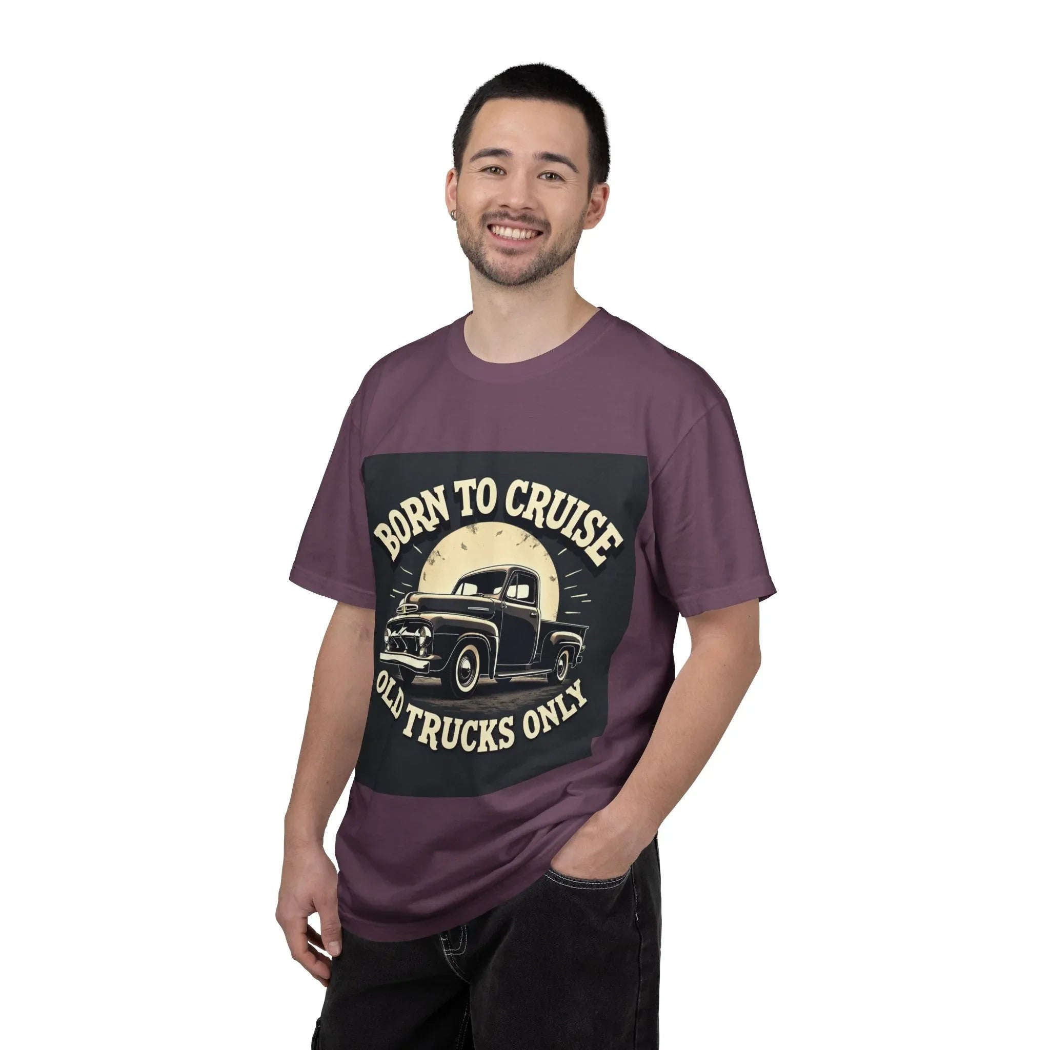 Born to Cruise Old Trucks Only Shirt, Vintage Pickup Truck Tee, Moonlit Retro Road Graphic T-Shirt, Car Meet Garage Gift Berry M