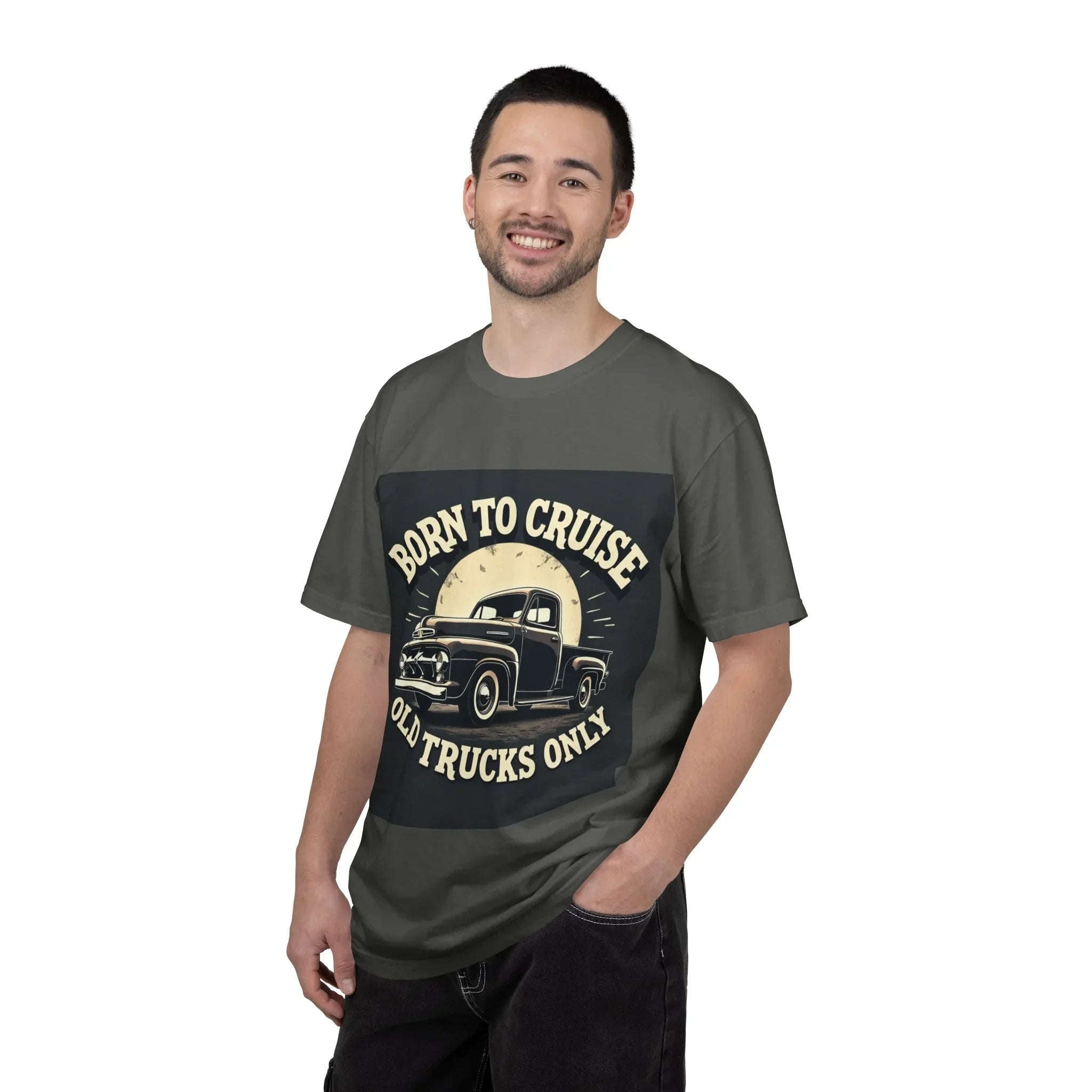 Born to Cruise Old Trucks Only Shirt, Vintage Pickup Truck Tee, Moonlit Retro Road Graphic T-Shirt, Car Meet Garage Gift Pepper