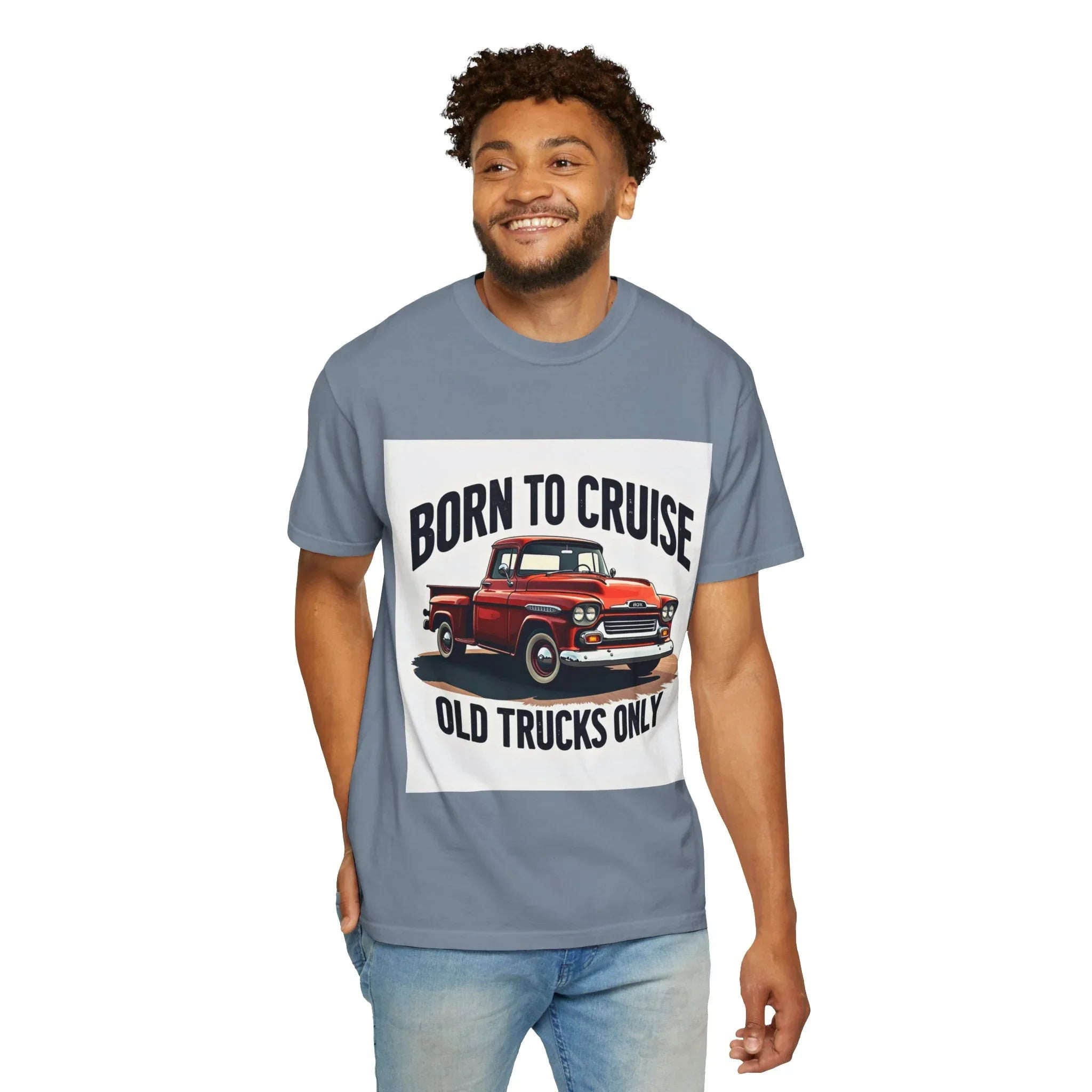 Born to Cruise Old Trucks Only Shirt, Vintage Red Pickup Truck Tee, Classic Truck Graphic T-Shirt, Car Show Car Meet Garage Gift Blue Jean