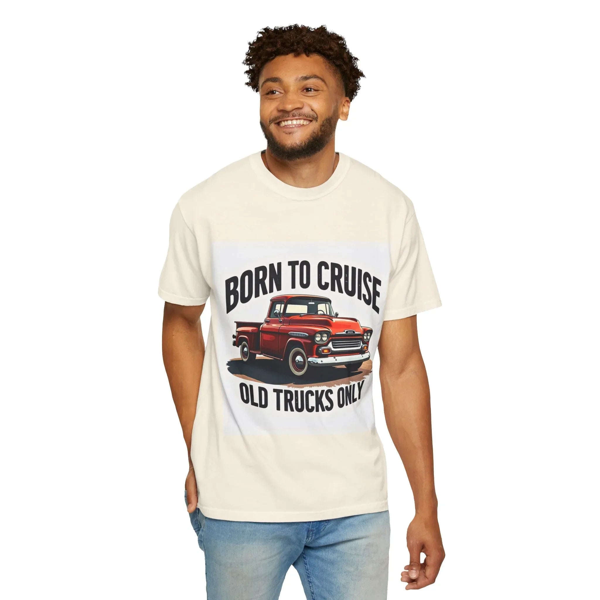 Born to Cruise Old Trucks Only Shirt, Vintage Red Pickup Truck Tee, Classic Truck Graphic T-Shirt, Car Show Car Meet Garage Gift Ivory