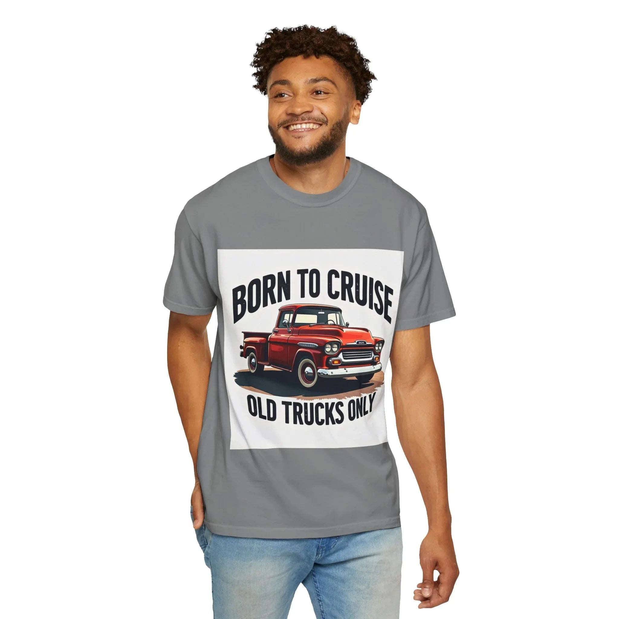 Born to Cruise Old Trucks Only Shirt, Vintage Red Pickup Truck Tee, Classic Truck Graphic T-Shirt, Car Show Car Meet Garage Gift Grey