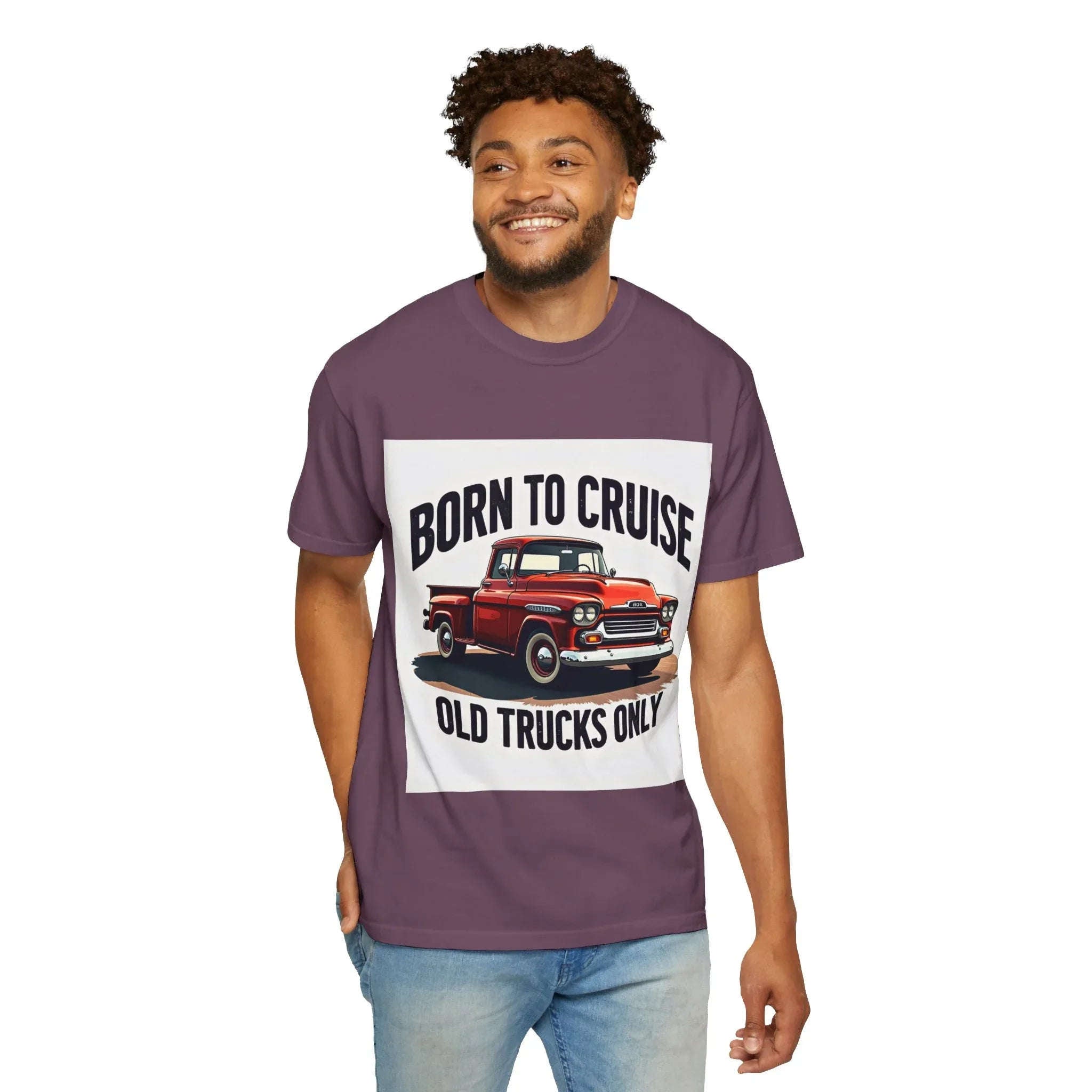 Born to Cruise Old Trucks Only Shirt, Vintage Red Pickup Truck Tee, Classic Truck Graphic T-Shirt, Car Show Car Meet Garage Gift Berry M
