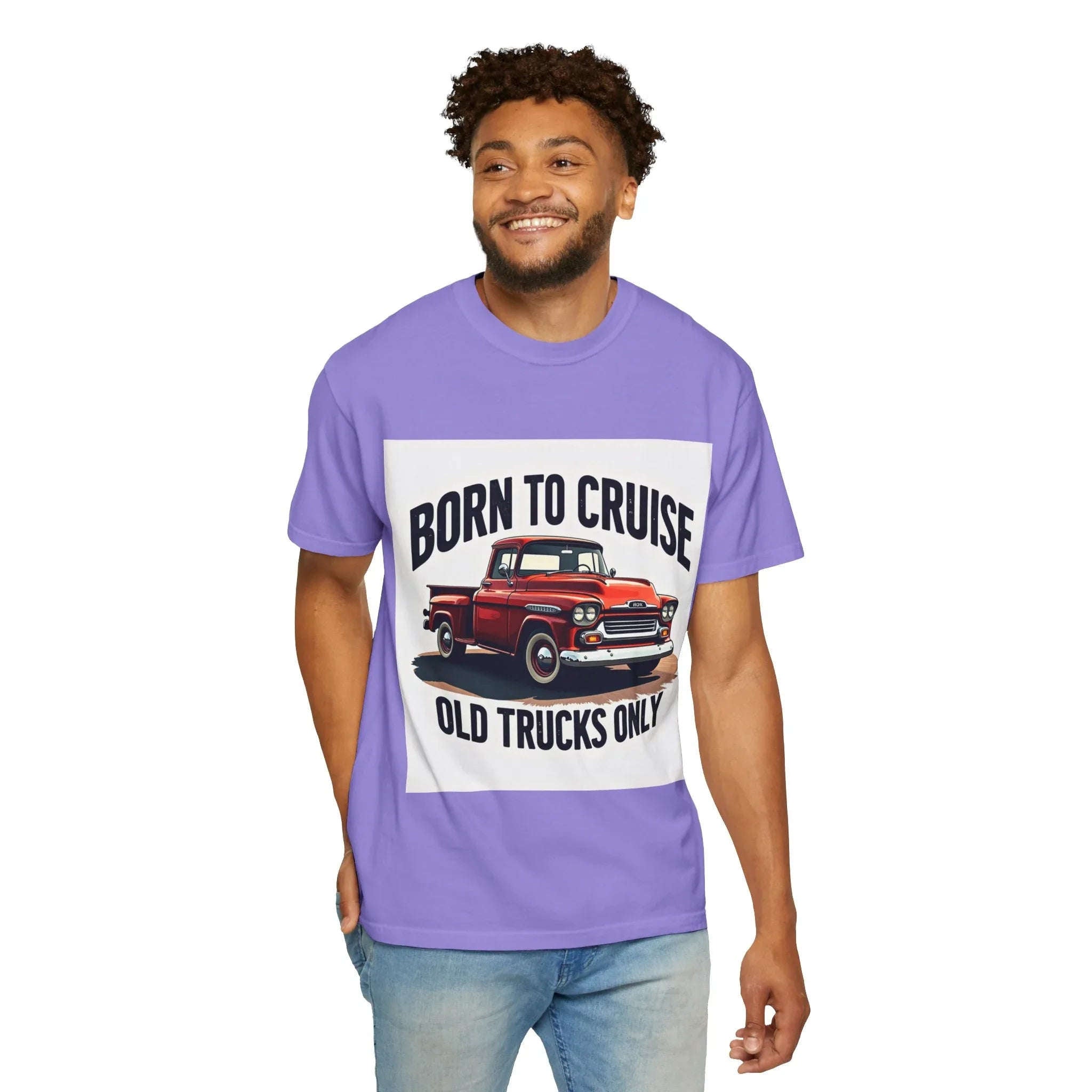 Born to Cruise Old Trucks Only Shirt, Vintage Red Pickup Truck Tee, Classic Truck Graphic T-Shirt, Car Show Car Meet Garage Gift Violet