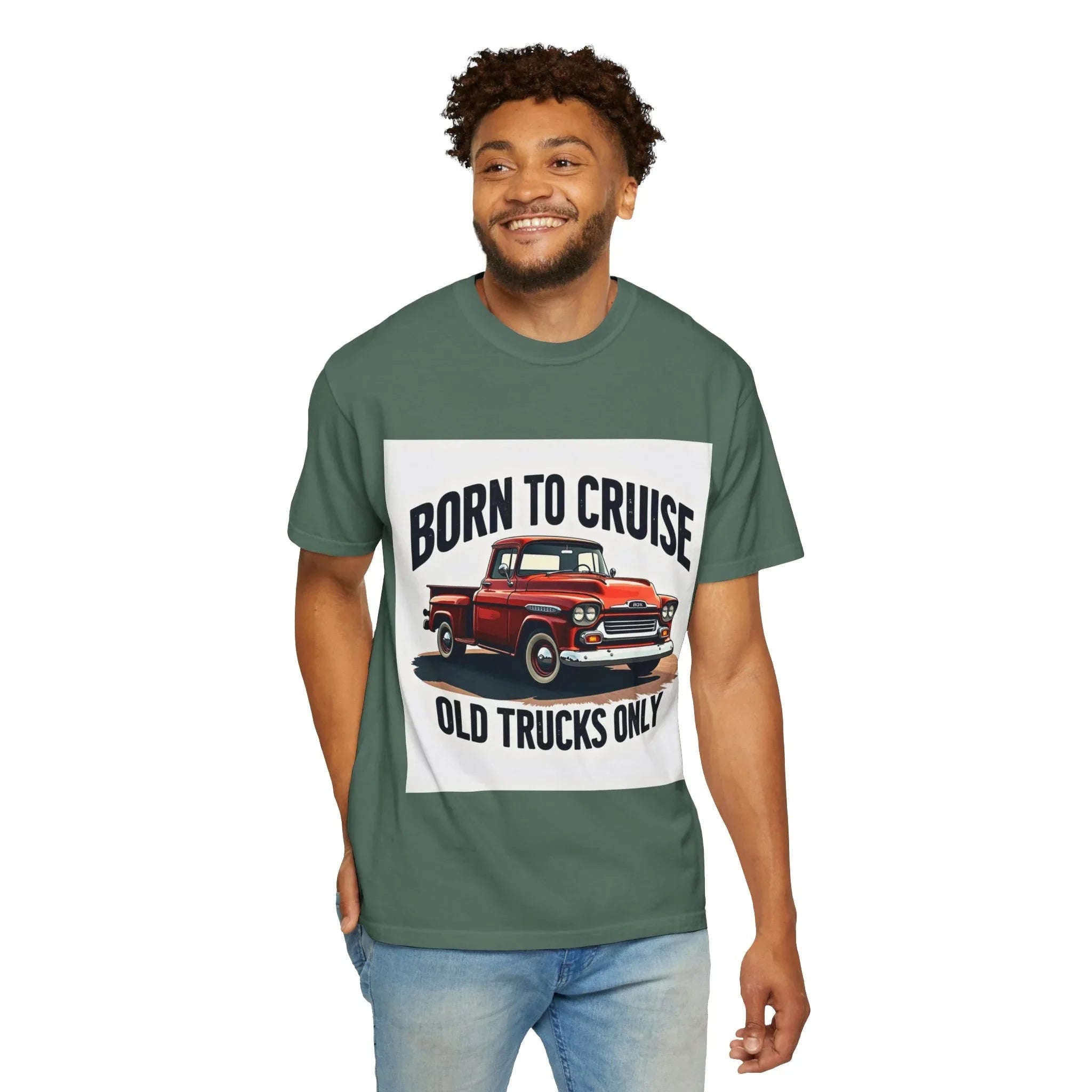 Born to Cruise Old Trucks Only Shirt, Vintage Red Pickup Truck Tee, Classic Truck Graphic T-Shirt, Car Show Car Meet Garage Gift Blue Spruce