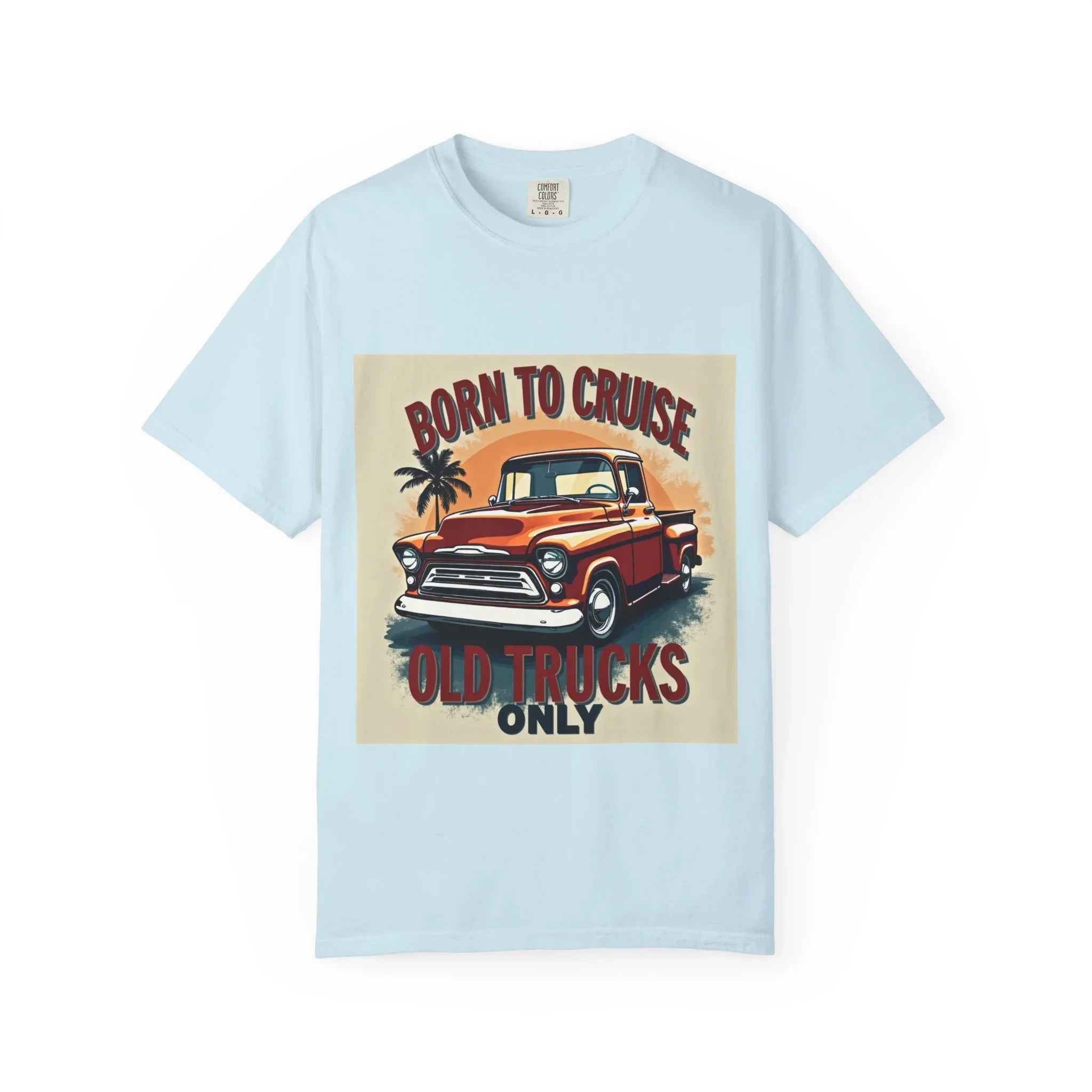 Born to Cruise Vintage Truck Shirt, Old Trucks Only Classic Pickup Tee, Retro Palm Sunset T-Shirt, Car Meet Garage Gift Chambray