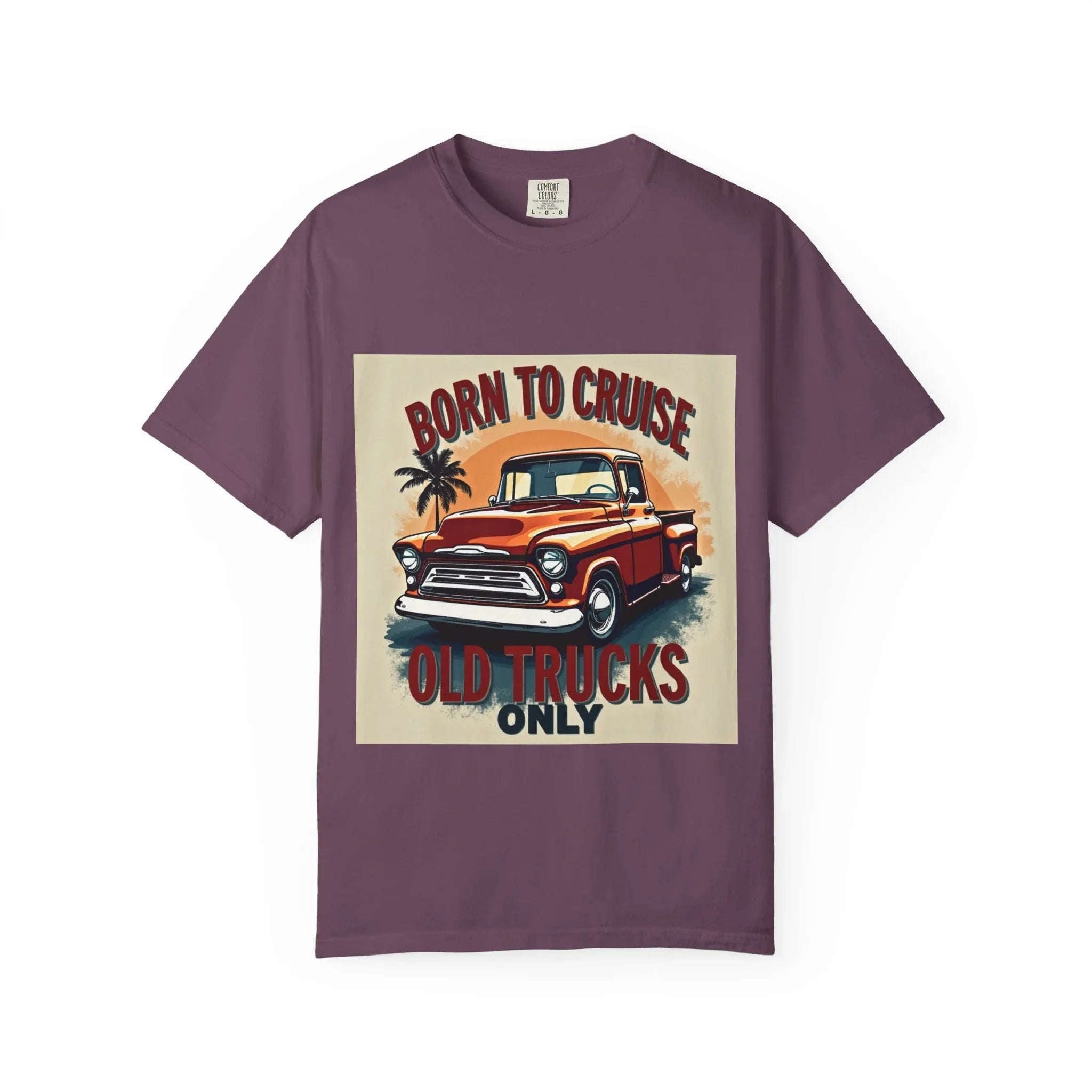 Born to Cruise Vintage Truck Shirt, Old Trucks Only Classic Pickup Tee, Retro Palm Sunset T-Shirt, Car Meet Garage Gift Berry M