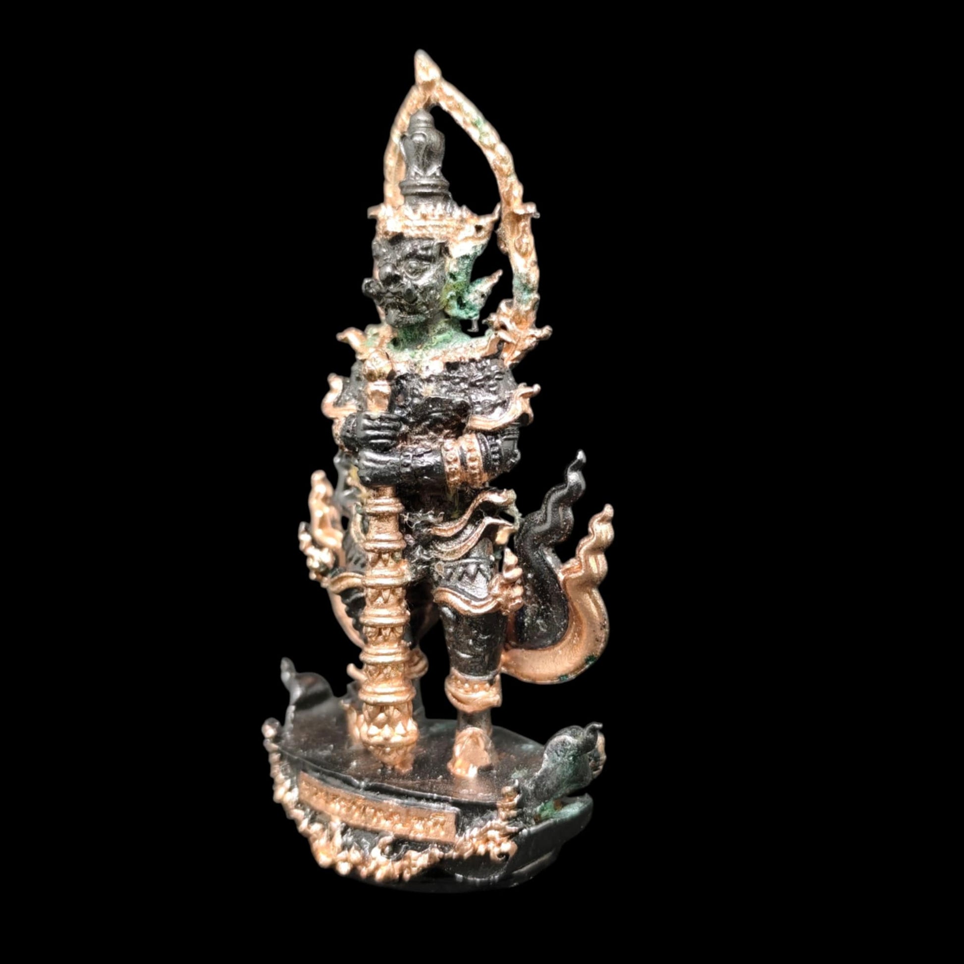 ⚡ Manifest Wealth and Protection with the Thao Wessuwan Ruay Satthan Pathapee﻿ – 3-Inch Black Rhodium Gold-Plated Amulet by Luang Pu Mahasila Sirichanto, Limited Edition of 50 Pieces! ⚡