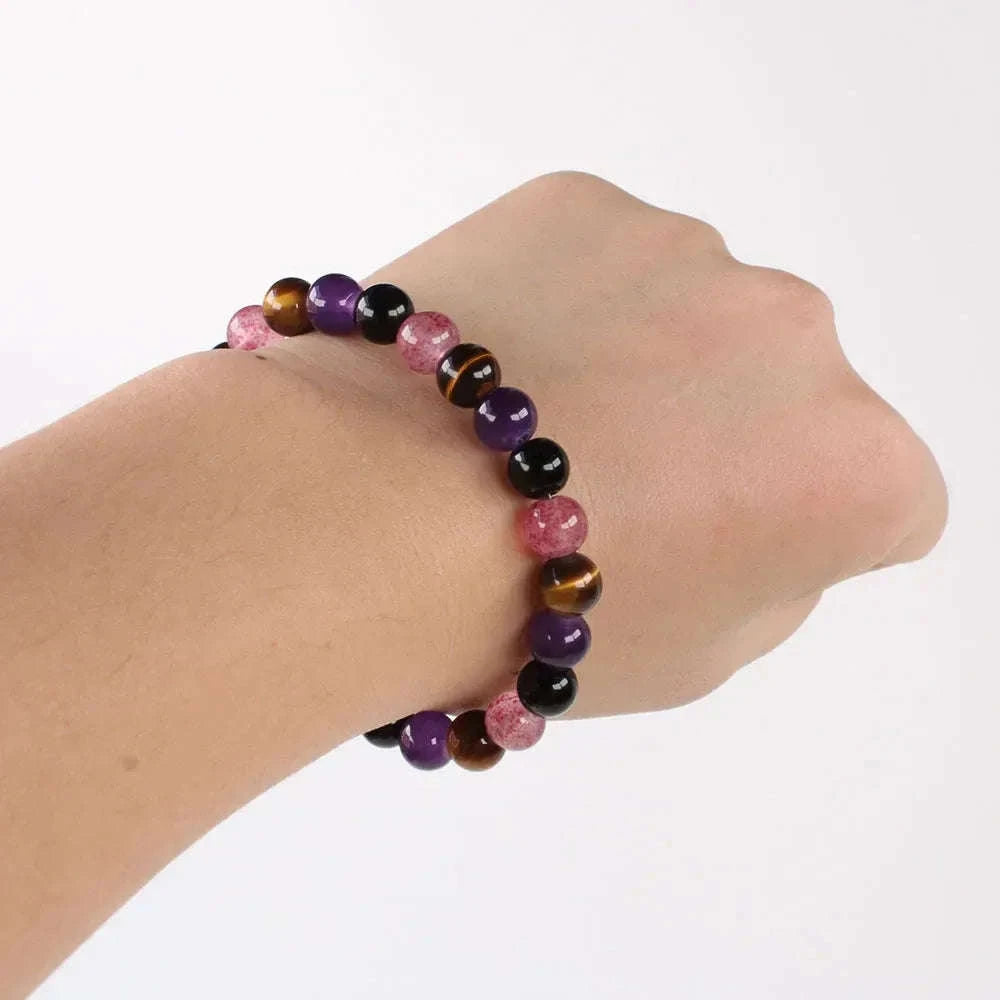✨ Calming Anti-Anxiety Bracelet – Natural Tiger Eye and Amethyst Healing Crystal Jewelry for Women