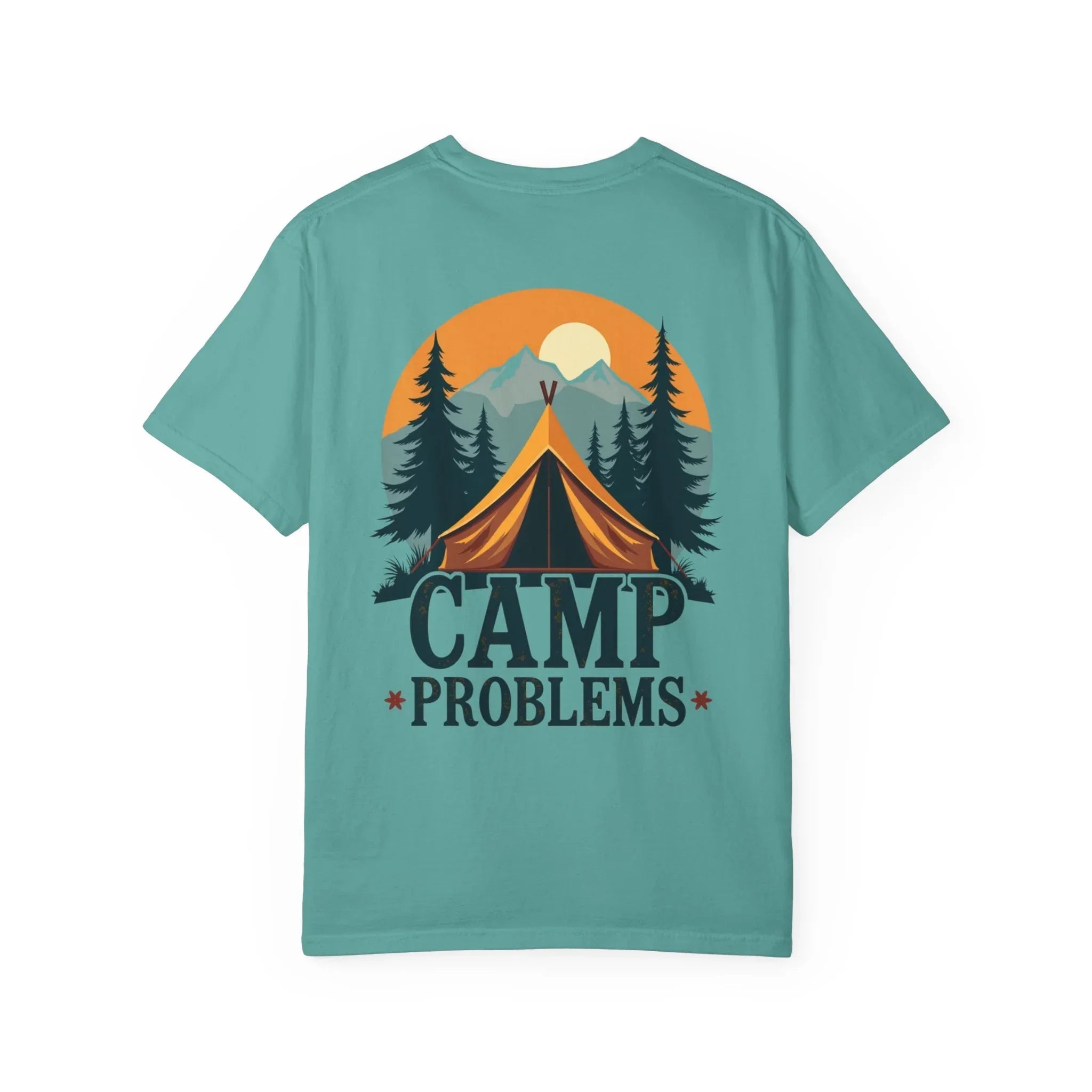 Camp Problems Shirt, Funny Camping Tent Tee, Mountains Forest Graphic T-Shirt, Campfire Hiking Outdoors Gift, Vintage Nature Seafoam