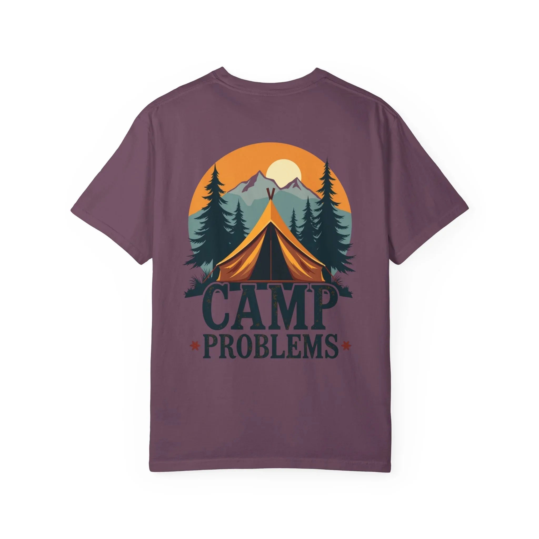 Camp Problems Shirt, Funny Camping Tent Tee, Mountains Forest Graphic T-Shirt, Campfire Hiking Outdoors Gift, Vintage Nature Berry M