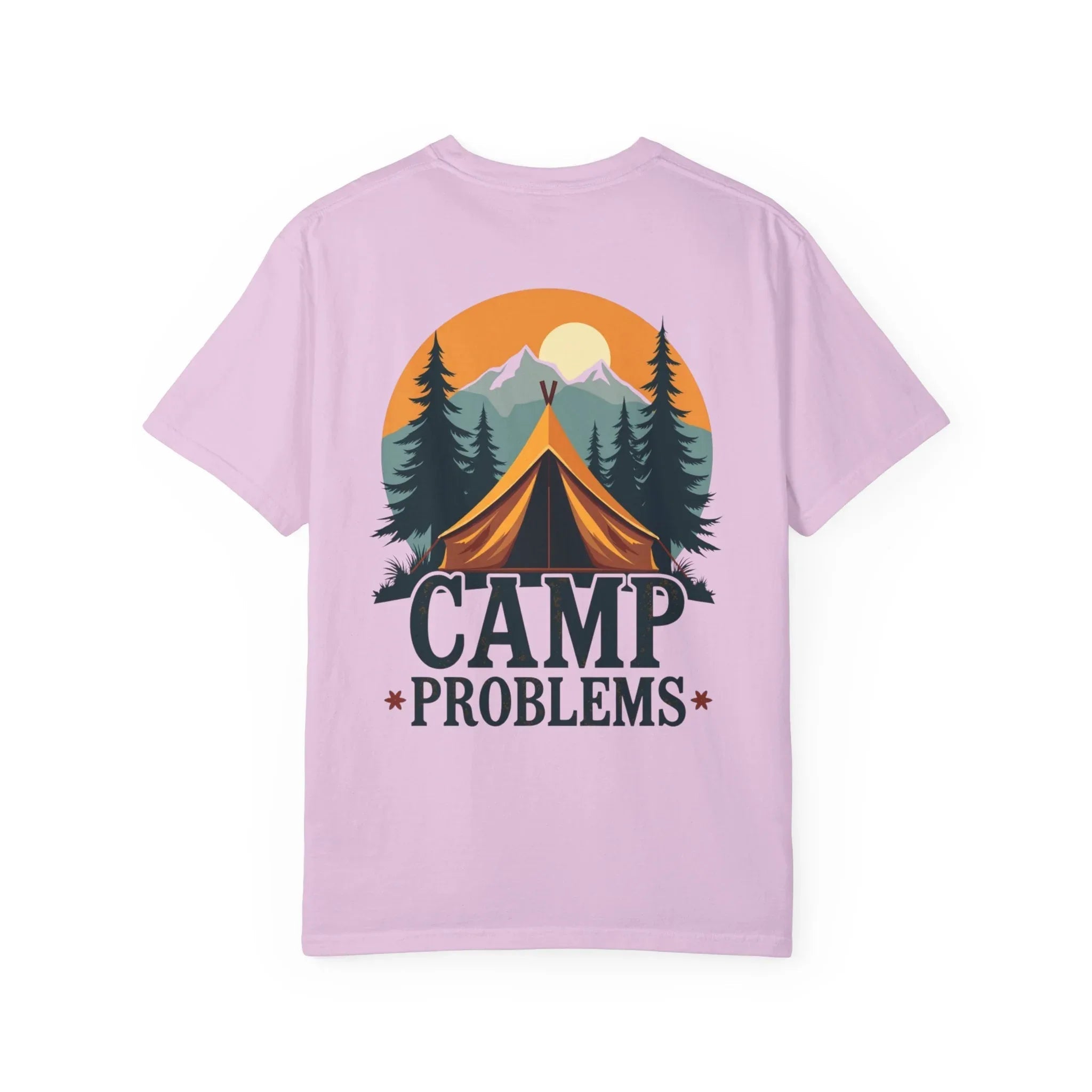 Camp Problems Shirt, Funny Camping Tent Tee, Mountains Forest Graphic T-Shirt, Campfire Hiking Outdoors Gift, Vintage Nature Orchid